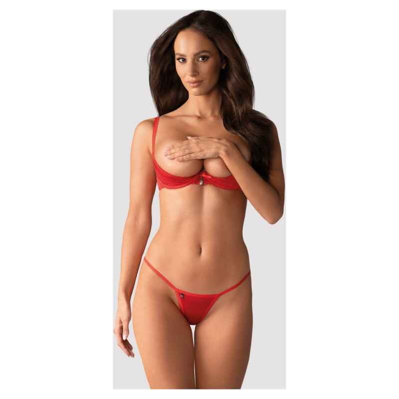 Nezbedná podprsenka Obsessive Lovica half-bra - červená - S/M