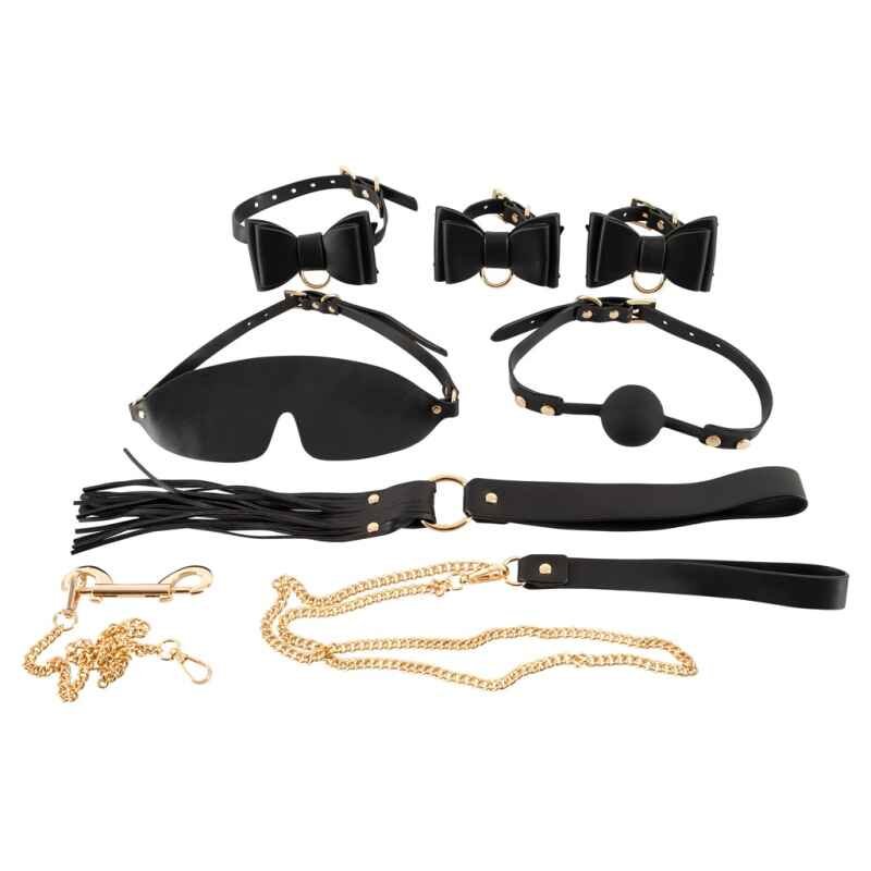 Bad Kitty - 7 dielny bondážny set v taške (čierno-zlatý)