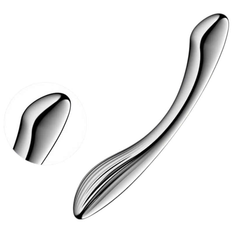 Satisfyer Pure Gravity 1 - kovový análny dildó - vrúbkovaný - strieborný