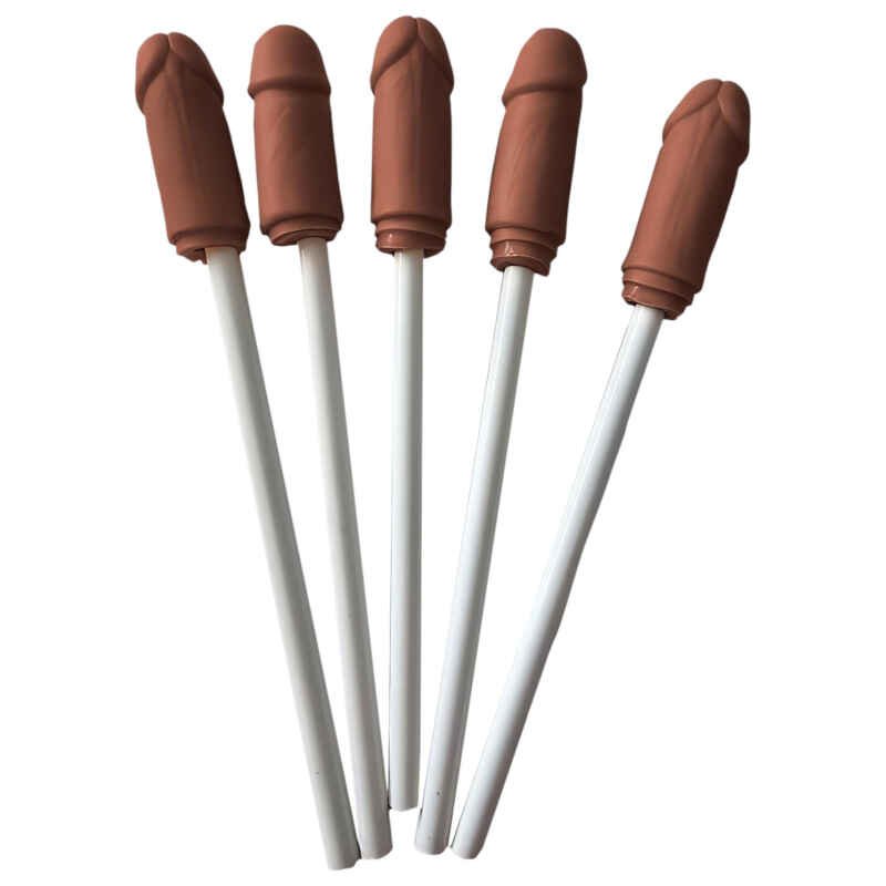 Diverty - ceruzky s penisovou násadkou (hnedá) - 5 ks