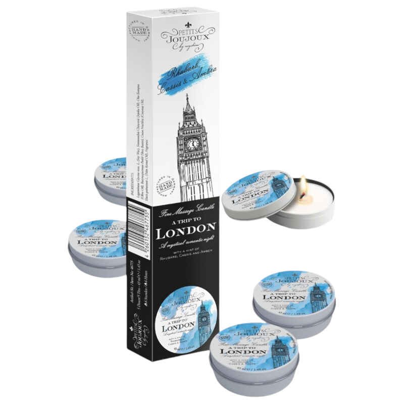 Petits Joujoux London masážna sviečka - rebarbora-jantár (5x43ml)