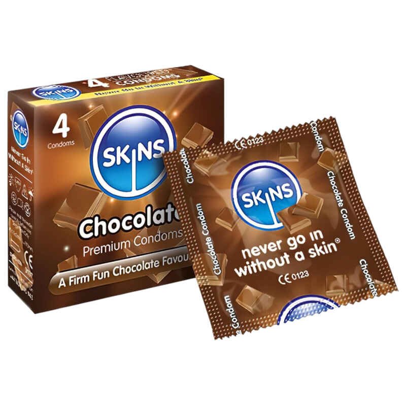 Skins - kondóm s čokoládovou príchuťou - 4 ks