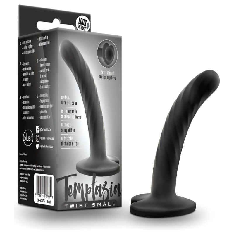 Temptasia - dildo s prísavkou - skrutkovitý tvar - čierny
