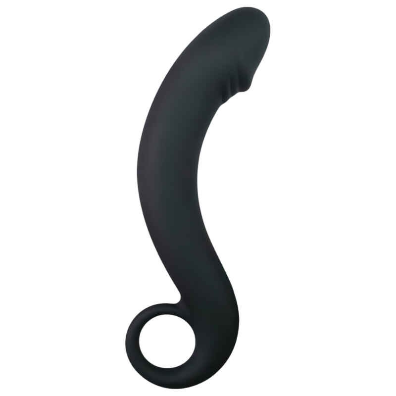 EasyToys - análny dildo zahnutý - silikón - čierny