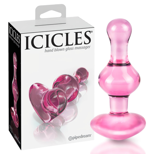 Icicles No. 75 - análny kolík srdce - sklo - ružový