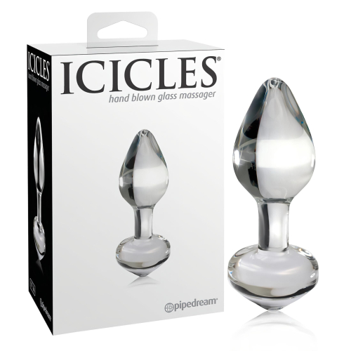 Icicles No. 44 - análny kolík - kúzový tvar - sklo/priehľadný