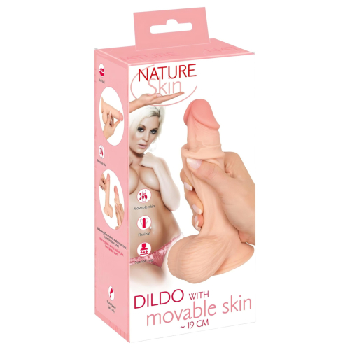 Nature Skin - dildo s kožou - 19 cm (prírodné)