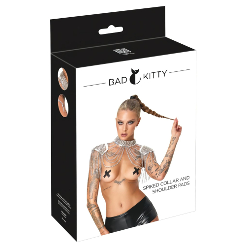 Bad Kitty - kovový reťazový ramenný ozdobný doplnok (strieborný)