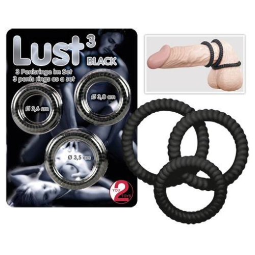 Lust three krúžky na penis - čierne