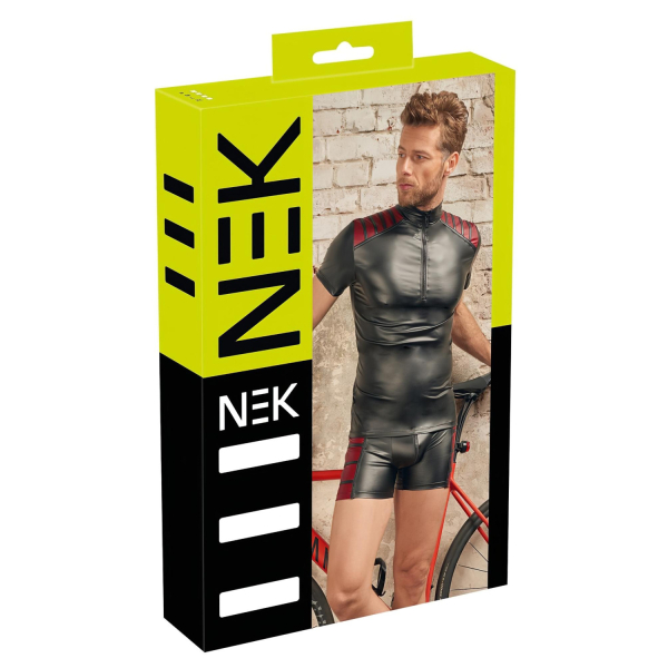 NEK - pánska bunda na zips - červené vložky - čierna - M
