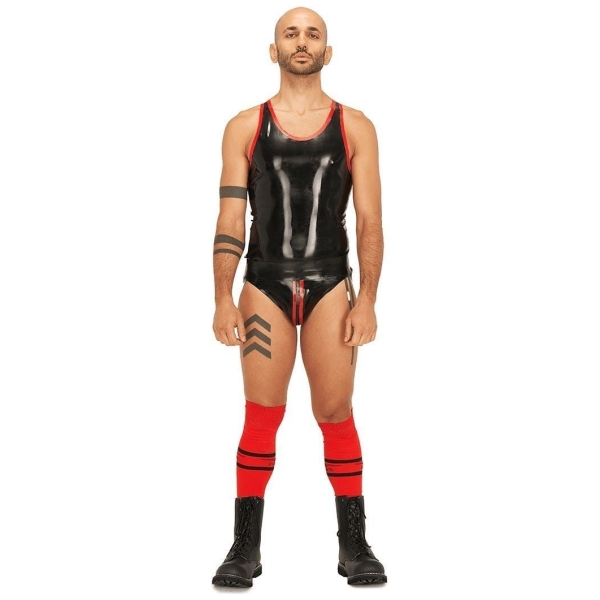 Gumové tielko Mister B Rubber Muscle Shirt čierno-červené L