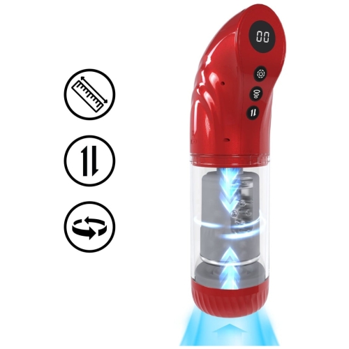Shots Pumped StrokeMate Masturbator Pump Metallic Red
