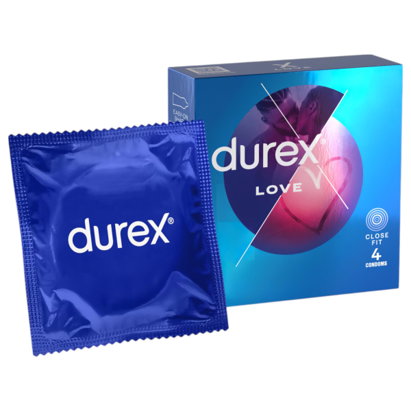 Durex Love - prezervatív pre úzky penis - balenie 4 ks