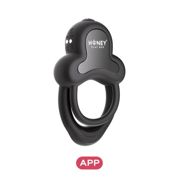 Krúžok na penis HONEY PLAY BOX ANELLO App Vibrating Double čierny
