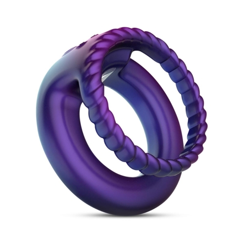 Krúžok na penis HUEMAN Jupiter Vibrating Cock and Ball Ring modrý