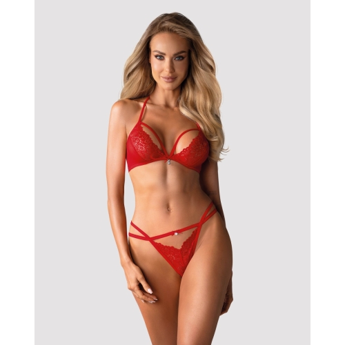 Súprava Obsessive 838-SET červená L-XL