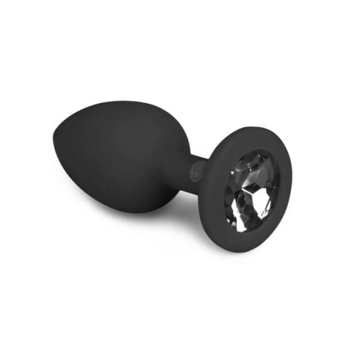 Easytoys - análny kolík s bielym kameňom - malý - čierny