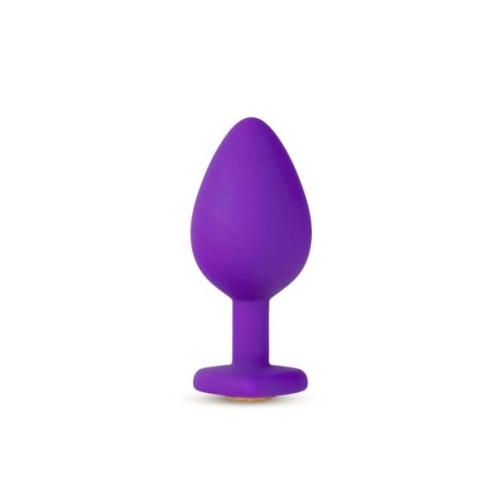 Temptasia M - análny dildo srdce so zlatým kameňom - fialový - stredný