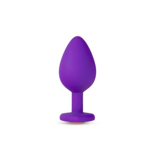 Temptasia M - análny dildo srdce so zlatým kameňom - fialový - stredný