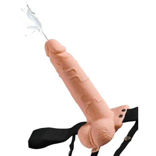 Fetish Strap-On - nasadzovací dildó s ejakuláciou - telová farba 19 cm