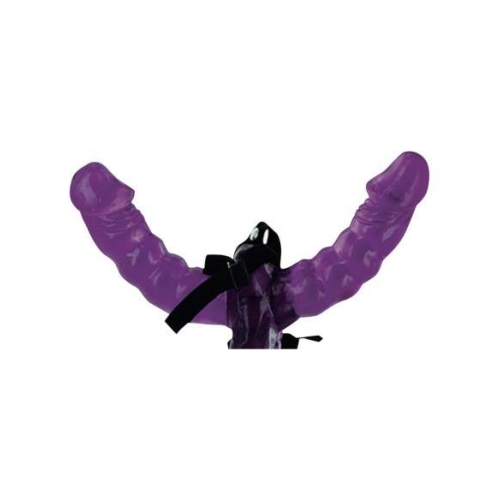 Fetish - dvojitý pripínací dildo s postrojom - čierne