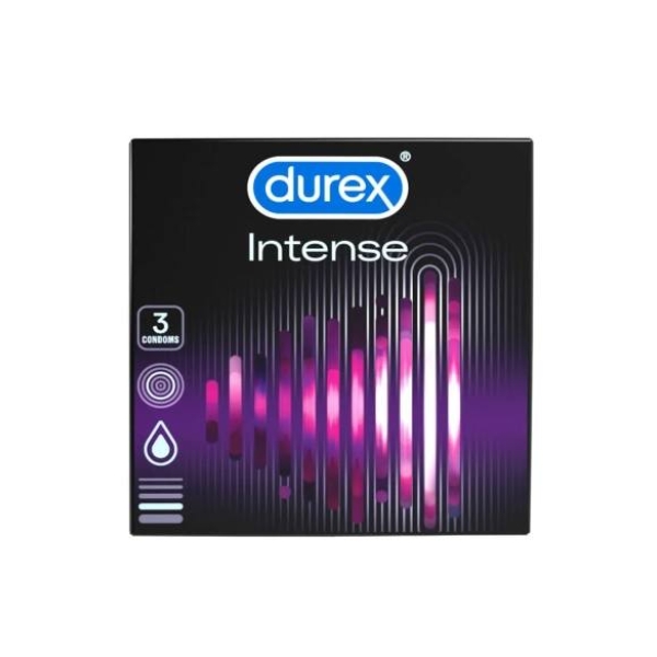 Durex Intense - kondómy s drážkovaním a výstupkami - 3 ks