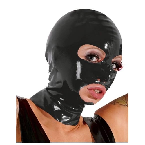 LATEX - erotická maska na orálny sex - latex - čierna
