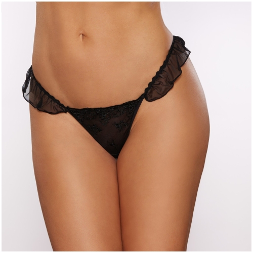 Allure Tanga s volánky černá