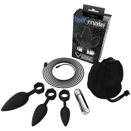 Bathmate Anal Training Plugs Vibe - vibračná sada análnych plugov (čierna)