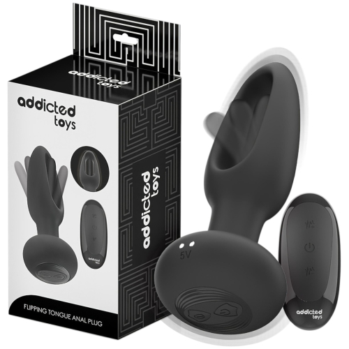 Addicted Toys - análny vibrátor s pohybujúcim sa jazykom - čierny