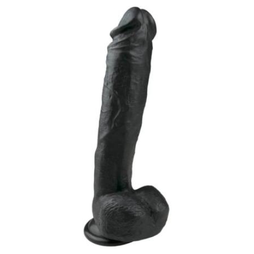 Easytoys - realistický dildó s prísavkou a semenníkmi - čierny 26