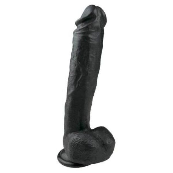 Easytoys - realistický dildó s prísavkou a semenníkmi - čierny 26