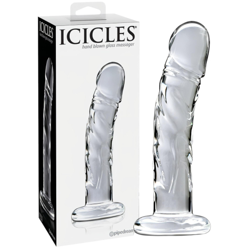 Icicles No. 62 - sklenené dildo s penisom - číre