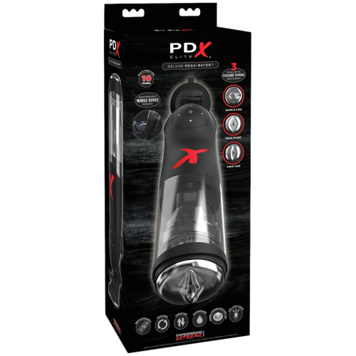 PDX Mega-Bator - automatický masturbátor s rotáciou a pohybom hore-dole - čierny