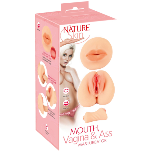 Nature Skin - vaginálny a orálny masturbátor (prírodný)