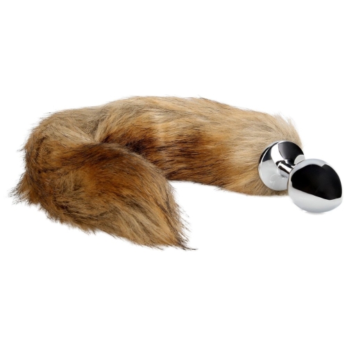 Análny kolík s chvostom Ouch! Fox Tail with Metal Butt Plug hnedý