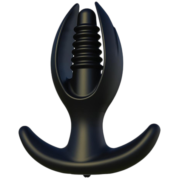Kangvo - magnetický nafukovací análplug s vrúbkami (čierny)