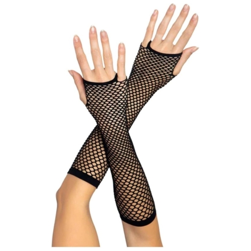 Leg Avenue Triangle Net Fingerless Gloves Black