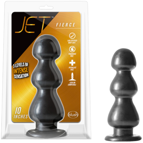 Blush Jet - realistický dildó s prísavkou a výstupkami - čierny