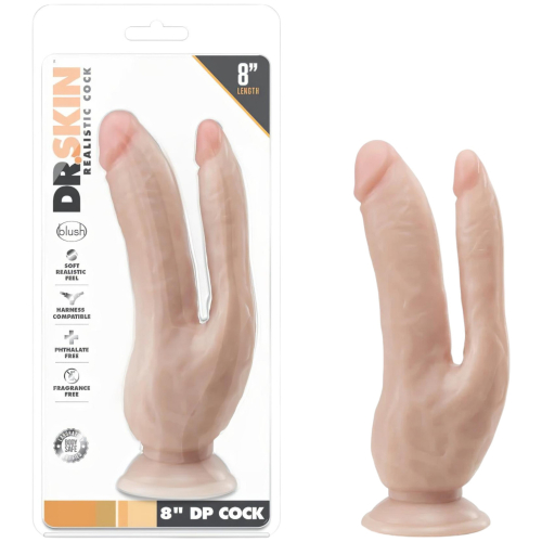 Dr. Skin 8 - dvojitý dildo s prísavkou - telová farba