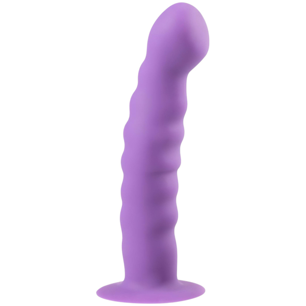 Easytoys - dildo s vlnitým povrchom a prísavkou - fialové