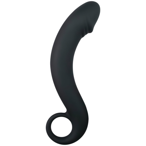EasyToys - análny dildo zahnutý - silikón - čierny
