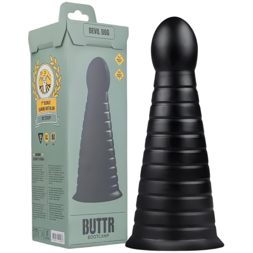 BUTTR Devil Dog - realistický dildó s prísavkou - čierny