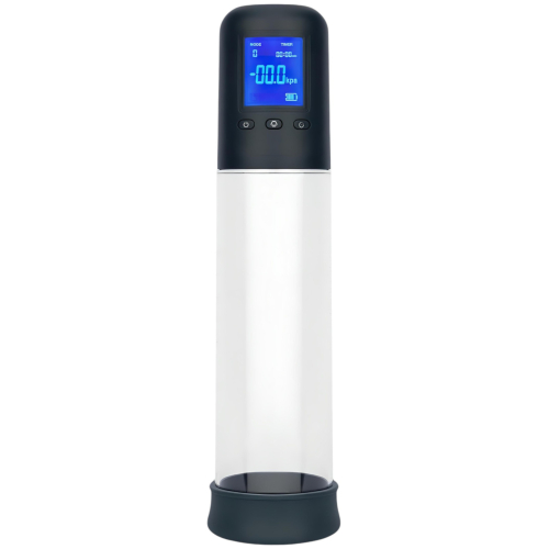 Boners - automatická LCD vákuová pumpa na penis - priehľadná/čierna