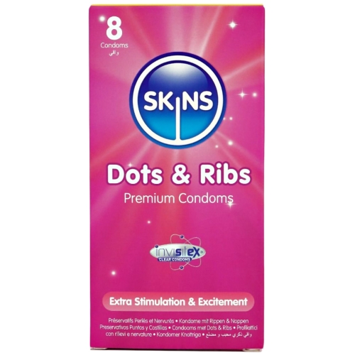 SKINS kondómy Dots and ribs 8 ks