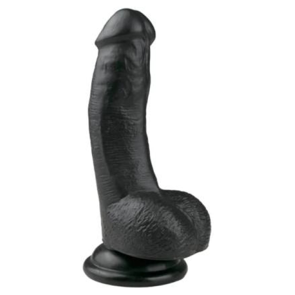 Easytoys - realistický dildó s prísavkou a semenníkmi - čierny 15 cm