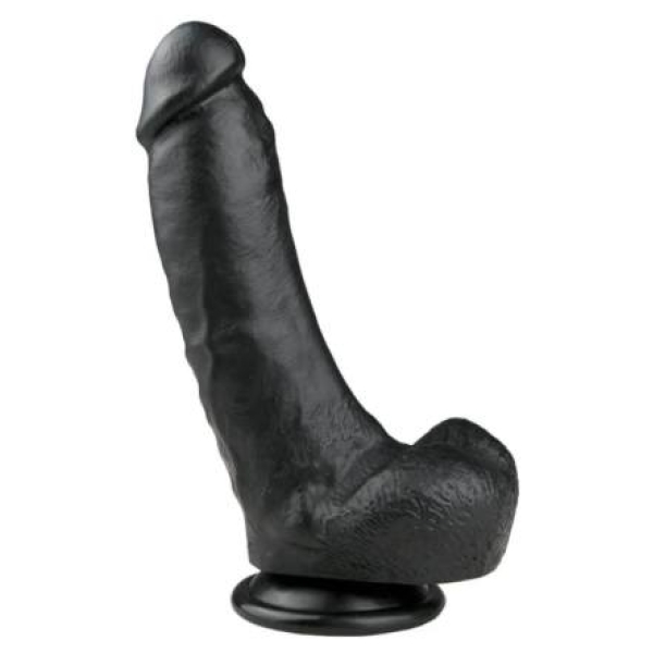Easytoys - realistický dildo s prísavkou a semenníkmi - čierny 20 cm