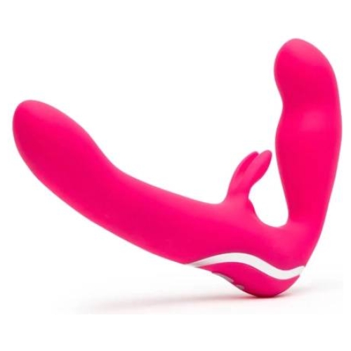 Happyrabbit - vibrátor bez popruhov - pripínací - vibračný - ružový
