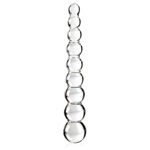 Icicles No. 2 - sklenené dildo s guľkami - priehľadné