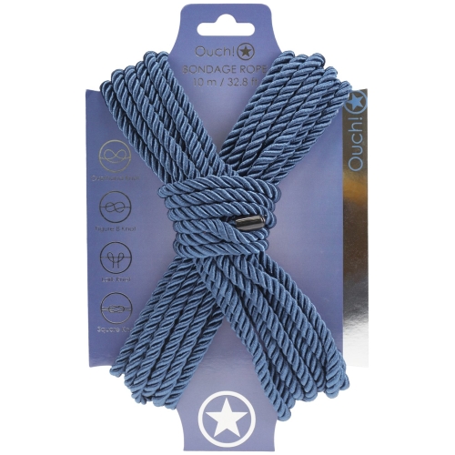 Ouch! Bondážní lano polyester-bavlna 10 m modré